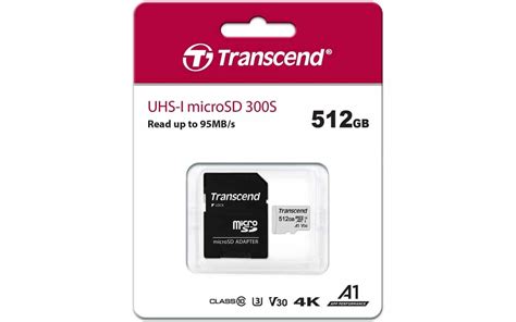 TRANSCEND 512GB MICRO SDXC C10 UHS-I U1/U3 V30 A1 WITH SD ADAPTOR