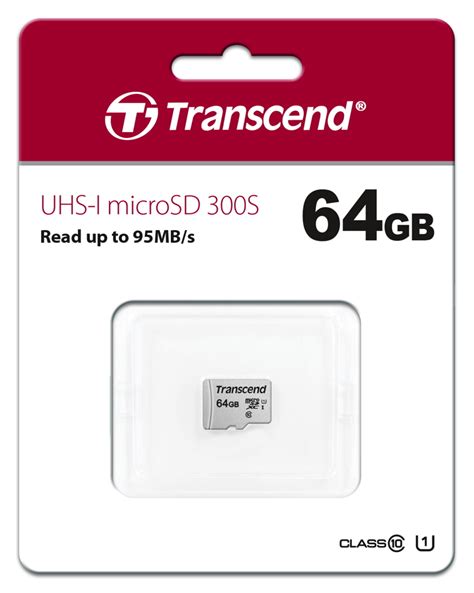 TRANSCEND 300S 64GB MICRO SD UHS-I U1 CLASS 10 READ 95 MB/S WRITE 45MB/S WITH SD ADAPTOR -TLC