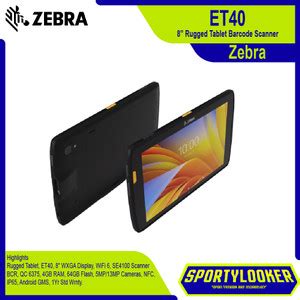 Zebra - Rugged Tablet; ET40; 8'' WXGA Display; WiFi 6; SE4100 Scanner BCR; QC 6375; 4GB RAM; 64GB Flash; 5MP/13MP Cameras; NFC; 